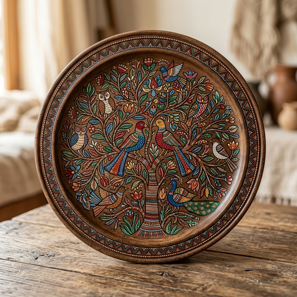 Gond Art Hand-Painted Wall Plate